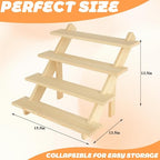 2 Pack 4 Tier Wooden Display Stand Riser Detachable Wood Earring Display Cupcake Stands Jewelry Display for Vendors with Groove or Jewelry Cupcake Vendors Retail