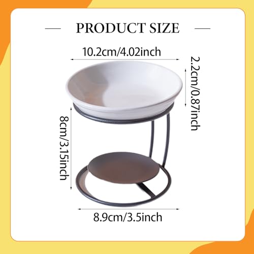 Qianly Ceramic Essential Oil Burner with Metal Frame, Ideal for Bedroom, Living Room Or Office, Black - color: Black&white(c)