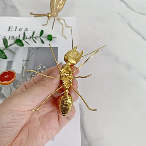 Gold Ant Sculpture Solid Metal Insect Ornament Mini Ant Figurine for Home Office Garden Desktop Decor - style: Ant