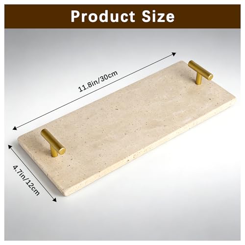 Napkin Holder - Guest Towel Holder for Bathroom - Travertine Stone Paper Towel Holder - Hand Towel Tray with Gold T-Handle(11.8x4.7x1.7 Inchs) - color: Yellow