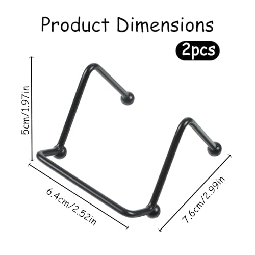 Skrfren 2PCS Small Display Stand, 2 Inch Small Plate Holder Display Stands Mini Metal Black Frame Stand Picture Frame Stands, Plate Holder for Displaying Photo Coaster Collectibles Book Mobile Phone