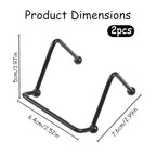 Skrfren 2PCS Small Display Stand, 2 Inch Small Plate Holder Display Stands Mini Metal Black Frame Stand Picture Frame Stands, Plate Holder for Displaying Photo Coaster Collectibles Book Mobile Phone