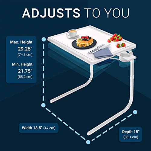 Table-Mate TV Tray Table | Portable Desk Folding Dinner Tray, Couch Table Trays for Eating Snack Food, Portable Laptop Desk, Bed Trays for Eating | Adjustable TV Trays with 3 Angles and Cup Holder - color: Black, size: 15"D x 21"W x 29"H