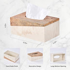 Rectangular Natural Travertine and Rustic Wood Textures Tissue Box Cover for Bathroom,Livingroom,Bedroom, Hand-Made Resin Wood Inlaid Travertine Tissue Box Holder,10 x 5.7 x 4.5 in - color: C-brown&beige