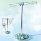 FONMY Jewelry Organizer Countertop Acrylic w/Nature Seashell Handmade,Seascape Standing Jewelry Holder W/Blue crystal for Bedroom Bathroom w/Weighted Base,Unique Gifts