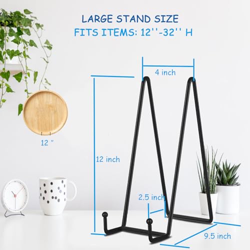 Decolore 5 Pack 12 Inch Black Picture Stands Plate Stands for Display Large Book Stands for Picture, Decorative Plate, Book, Frame, Tabletop Poster