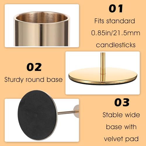 Set of 6 French Gold Taper Candle Holders Candlestick Holders, Decor Candles Stick Candle Holder for Table or Mantel Centerpiece, Wedding, Dinning, Party Home Decor