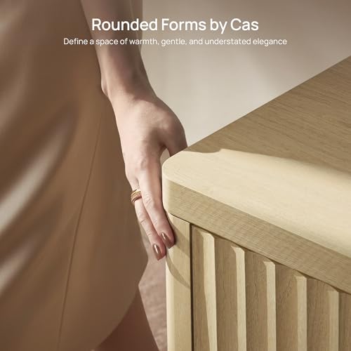 SICOTAS Night Stand with Large Drawer 24" Tall Fluted Modern Nightstands Wide Bedside Table for Bedroom Sofa Home Office, Nightstand with Spacious Storage Minimalist Design, Easy Assembly - color: Coastal Oak, size: 1 Piece