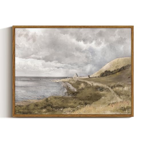 InSimSea Framed Canvas Wall Art Vintage Decor, Coastal Wall Art Danish Coast Nature Scenic Art for Bedroom, Wall Paintings, Farmhouse Office Bathroom Wall Decorations, 12"x16" - color: Danish Coastal, size: 16"L x 12"W