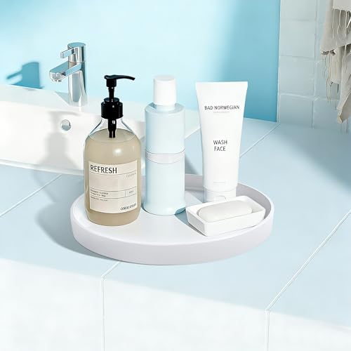 1 Pack 10" Bathroom and Vanity Tray, ABS Bathroom Counter Organizer, Coffee Table Decor for Perfume, Candles, Keys &More. Kitchen Countertop Organizer, Decorative Tray Soap Holder, White - color: White, size: 10"