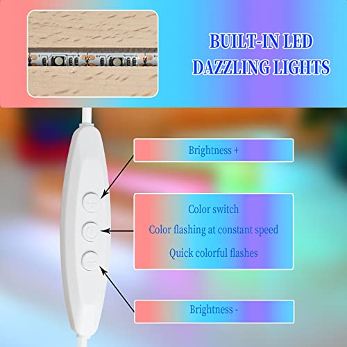 EATAKWARD 4 Pcs 5.9" Wood Rectangle Light Display Pedestal, Wooden LED Display Base Dimmable Colorful Lights Lamp Stand with USB Cable for Acrylic, Crystal, Night Light, Glass Resin Art - color: Inner Slot, Square Base