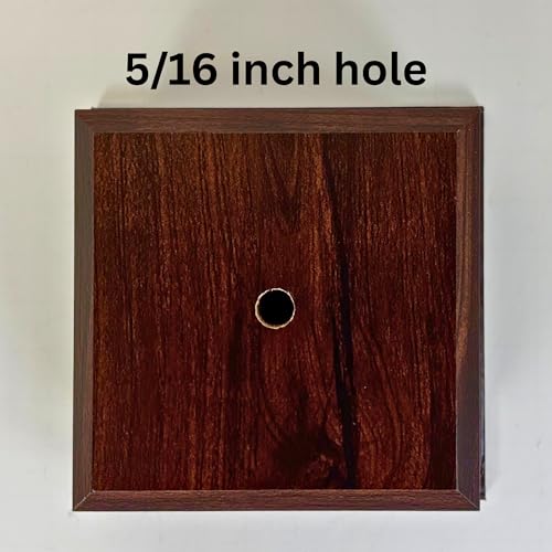 Display Base Pedestal Cherry Finish with 5/16" Center Hole – Square Stand Blank for Trophies, Figurines, 3D Prints, DIY Projects – Available in Multiple Sizes (4"Lx4"Wx2 1/8"H) - size: 4"Lx4"Wx2 1/8"H