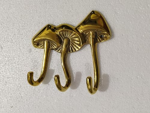 Brass Mushroom Wall Hook Sculpture Unique Decorative Hook for Home Office and Restaurant Decor