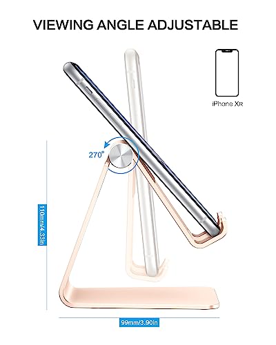 OMOTON Adjustable Cell Phone Stand, C2 Aluminum Desktop Phone Dock Holder Compatible with iPhone 15 14 13 Pro, SE, XR, 8 Plus 7 6, Samsung Galaxy, Google Pixel and More, Gold - color: Gold