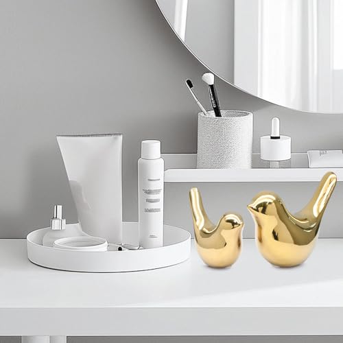 2 Pcs Modern Style Animal Statues, Decorative Gold Ornaments Birds Statues, Ceramic Decor for Office Desktop, Bookshelf, Bedroom, Living Room, Cabinets - color: Gold
