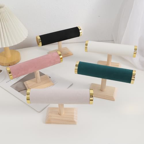 Wooden Watches Display tower Base Watch Necklace Bracelet Organizer Rack Bangle Scrunchie Headband Showcase tower (Velvet Round Black, 1-tiered) - color: Round Velvet Black