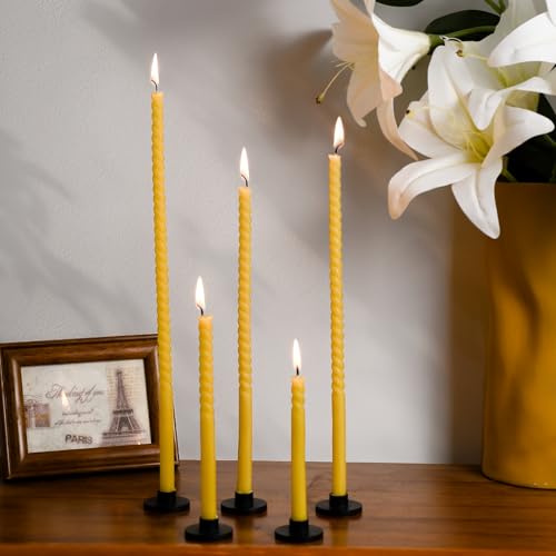 Black Iron Mini Taper Candle Holders for 1/2 Inch Candles – Small, Skinny, Thin Tapered Candle Holders for Chime, Spell, Church Candles – Set of 6