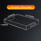 Acrylic Organizers Tray, Acrylic Organizers Tray Large, Acrylic Tray with Handle, Lucite Tray Organizer for Bench, Coffee Table Countertop, Bathroom, Living Room, Powder Room - size: 16.3" x 12" x 1.7"