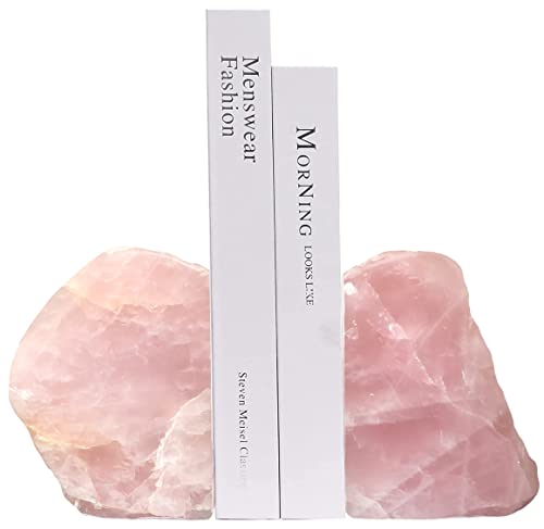 Rose Quartz Bookends Pink Crystal Decorative Book Ends Office Home Decor Small 1 Pair 2-3 Lbs - size: 2-3lbs
