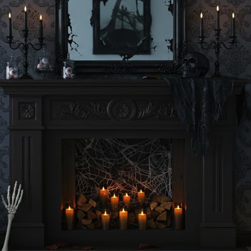 Homemory Decorative Flameless Candles, Battery Operated Candles with Remote & Timer, Flickering Led Pillar Candles, Plexiglass, Grey, Pack of 9, D2.2 xH 5" 6" 7" - color: Gray