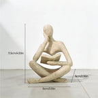 1PC Abstract Reading Thinker Statue, Resin Modern Art Sculpture for Bookshelf Coffee Table Home Office Decor (Beige)