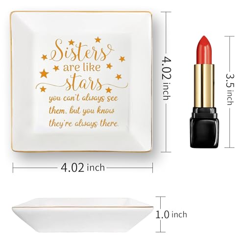 Sisters Gifts from Sister Mothers Day Valentine's Day Birthday Gifts for Sister Thanksgiving Christmas Little Ceramic Small Jewelry Dish Big Brother Unique Trinket Tray,Sisters are Like Stars - color: Sisters Stars