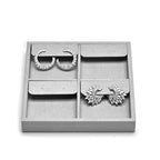Oirlv Microfiber 4 Slots Jewelry Earring Display Tray Stackable Modular Jewelry Organizer - style: P13503