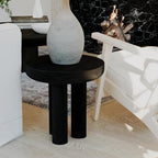 Maven Lane Owen Modern Side Table, 19" Compact Design - Bold Accent Table, Round Night Stand with Aged Black Finish and Durable Rubberwood Base - Statement Making Style for Living Room or Bedroom - color: Aged Black