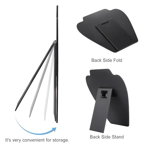 TENINYU Black Necklace Earring Jewelry Display Stand, 8 x 7 Inch Foldable Black Velvet Necklace Bust Easel Chain Holder Organizer Rack for Home or Store Show (6 Pack) - size: 6 Pack