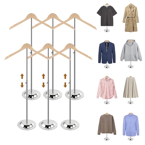 Adjustable Shirt Display Stand 6 Pcs, 20-35 Inch Height Tshirt Display Stand for Vendors, Wood T Shirt Mannequin Display forShirt, Jacket, Coat at Clothing Vendor Events, Trade Fair Show(Oak Color) - color: Oak Color, size: 6Pcs