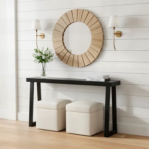 Plank+Beam Solid Wood Console Table, 66 Inch, Sofa Table, Narrow Entryway Table for Hallway, Behind The Couch, Living Room, Foyer, Easy Assembly, Black - color: Black, size: 66" Console Table