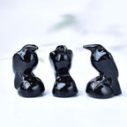 Natural Obsidian Crystal Raven Statue 2" Healing Crystal Handmade Sculpture Lucky Guardian Pocket Statues Reiki Meditation Office Home Decoration Gift - color: Obsidian