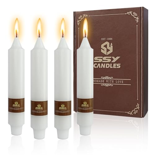 NJAO HOO White Short Taper Candle 7 Inch Candlesticks Unscented Dripless Tapered Candle Set for Home Decor Wedding Party Dinner Candles, 4 Pack - color: White, size: 7 In