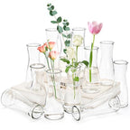 Set of 12 Glass Bud Vases, Clear Small Flower Vases for Centerpieces, 6 Oz Decorative Vase for Wedding, Birthday, Events, Dining Room