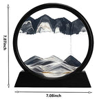 rysnwsu 3D Dynamic Sand Art Liquid Motion, Moving Sand Art Picture Round Glass 3D Deep Sea Sandscape in Motion Display Flowing Sand Painting Relaxing Desk Toys (Black, 7'') - color: Black, size: 7''