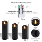 Homemory Black Flameless Candles, Halloween Candles, Battery Operated Candles, LED Pillar Candles with Remote Control and Timers, Set of 9 - color: Black