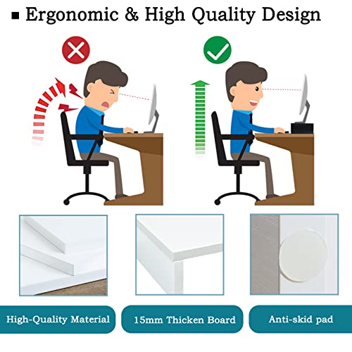 TEAMIX White Monitor Stand Riser - 2 Pack, Wood 2 Tier Adjustable Dual Monitor Riser for Laptop/PC Computer Stand for Desk - color: White