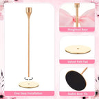 Mumufy 3 Pcs Gold Taper Candle Holder with Pink Christmas Bow Coquette Room Decor Candle Sticks Holder Fits LED Candles, Table Centerpiece Decor for Christmas Wedding Party