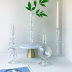 Candle Stick Candle Holder, Glass Candle Holders for Table Centerpiece, Modern Style Iridescent Candle Holder Mixed 4pcs - color: Iridescent