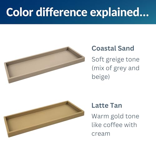Spacewiser Countertop and Vanity Tray - 11.7" Silicone Bathroom Tray, Flexible Dish Soap Holder for Kitchen, Bathroom Counter Organizer, Shower Toilet Tank Trays Décor Accessories, Sink Makeup Mat Oil - color: Latte Tan, size: Large 11.7”