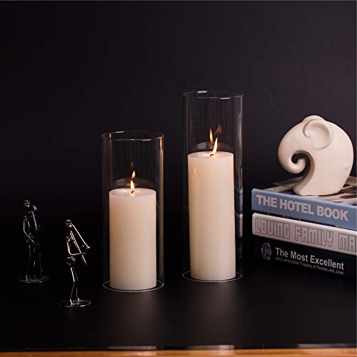 WGVI Hurricane Candle Holder Sleeve, Wide 2.5", Height 10", Clear Glass Cylinder Candleholder, Chimney Tube, Open Ended Candle Shade, 1 Piece - size: 2.5"x10"H