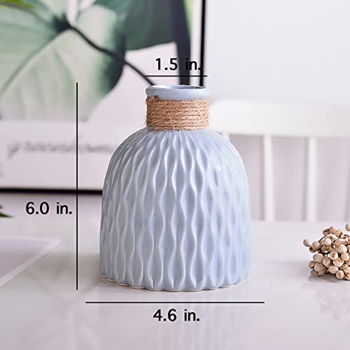 Ceramic Vase-Flower Vase Dried Flower Vase for Modern Home Decor, Fit for Foyer Living Room Fireplace Bedroom Kitchen,Decent Gift, 6.0" H (Blue) - color: Blue
