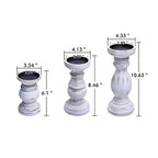 NIKKY HOME Rustic Pillar Candle Holder Set of 3 - Farmhouse Wood Candlestick Stand for Mantle, Fireplace, Dining Table Centerpieces, Distressed White - color: Distressed White