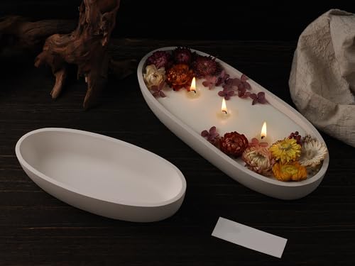 Oval Candle Boat Jar Molds, Creative Silicone Vessels Pot Molds, Concrete Container Storage Tray Making Moulds for Storage Holder Jewelry Box Vase Aroma Cup (S) - color: S