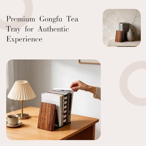 Natural Walnut Wood Bookends for Shelves – Heavy Duty Book Organizer