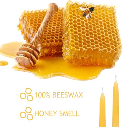 Meditation Beeswax Taper Candles Set, 20 Minute Pure Beeswax Mini Prayer Candles, 30 pcs Small Wishing Candle with Brass Candle Holders for Home Yoga - color: Beeswax, size: 30 Pack