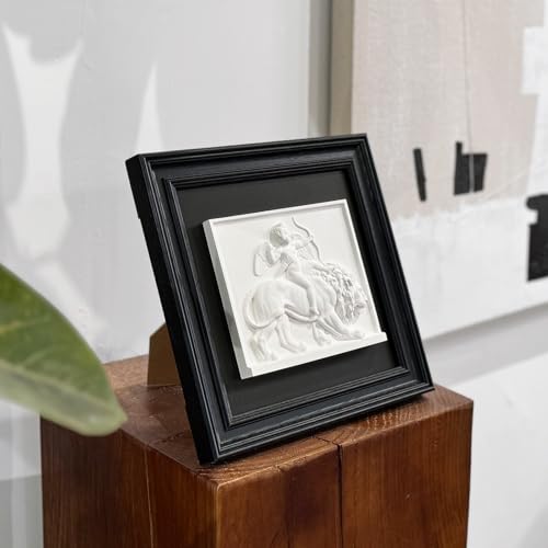 FOLKOR LIFE Cherub Angels Framed Wall Art Sculpture for Modern Classical Decor, Black and White Wall Decor Greek Mythology Cupid Classic Artwork Figurines for Room Decor, Gift for Anniversary - color: Cupid Statue SY02