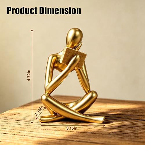Bookshelf Decor, Coffee Table Decor, Library Decor Sculptures - Abstract Thinker Statue, Resin Modern Art Sculptures for Living Room, Office Desk, Home Decor (Gold(B)) - color: Gold(b)
