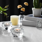Crystal Candle Holders Set of 2, Tea Wax Ultra Elegant & Modern Centerpiece Home Décor,Wedding - size: 2.3‘’×1.5‘’