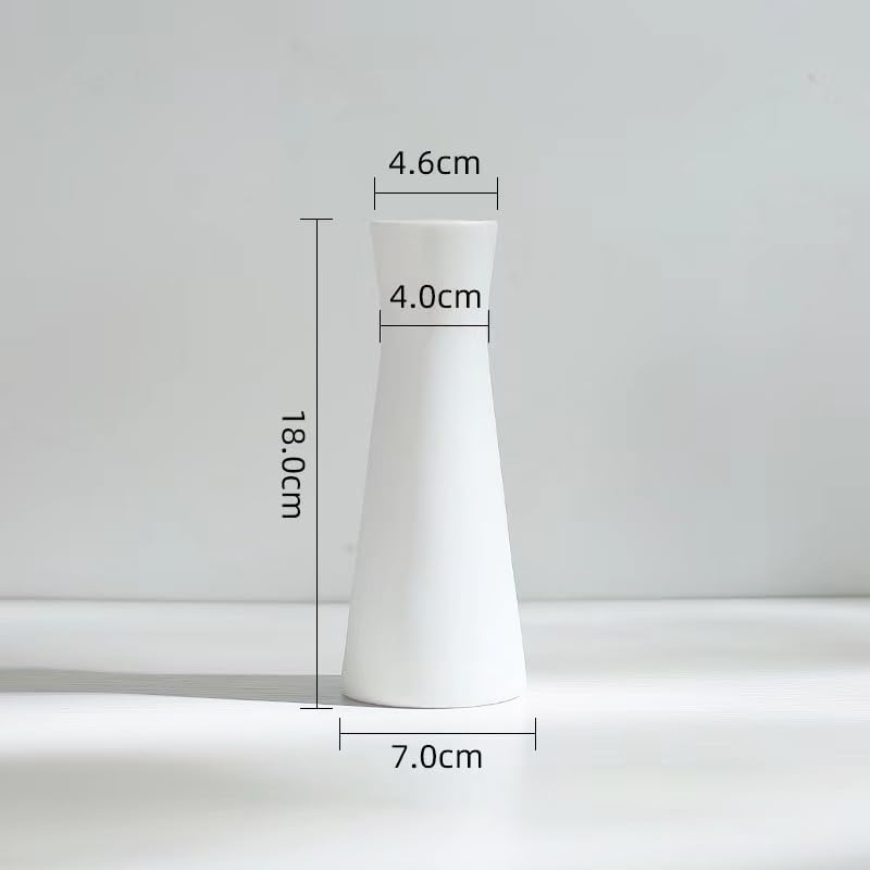7 inch Ceramic Bud Vase Tall Conic Flower Single Stem Vase Small Bud Decorative Floral Vase Home Decorative Floral Centerpiece for Wedding Office (White)